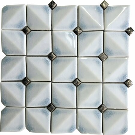 APOLLO TILE Frost White 12 in x 12 in Ceramic Glossy Wall Mosaic Tile 5 sqft/case, 5PK APLCMC8803A